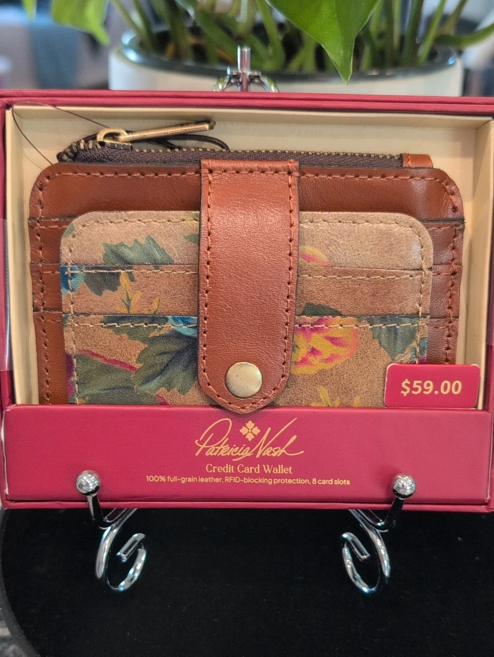 Patricia Nash Victorian Garden Floral Italian Leather Card Holder